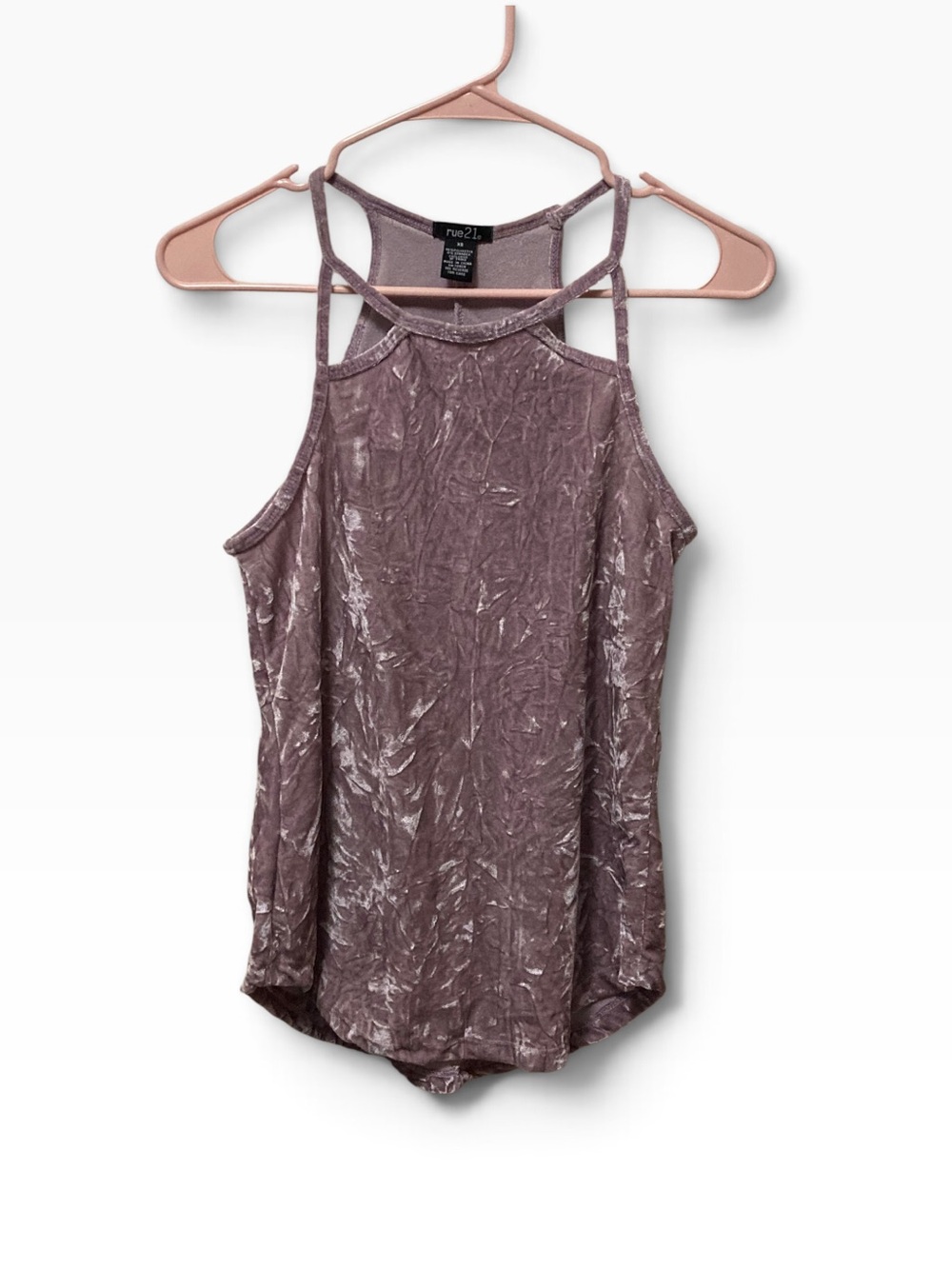 Rue21 Crushed Velvet Mauve High-Neck Strappy Tank